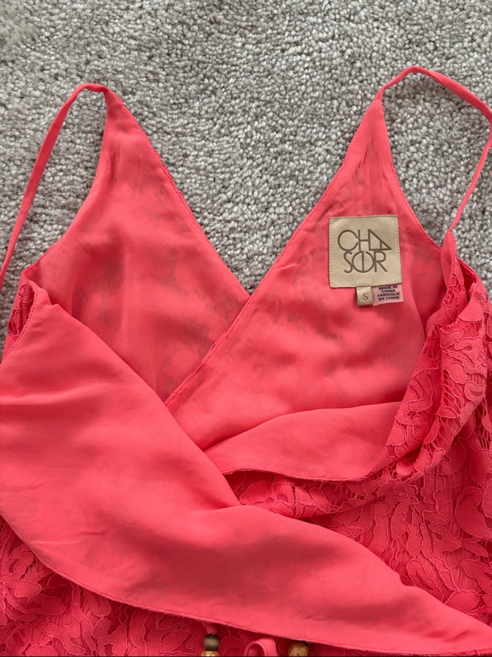 Chaser Coral Lace Mini Dress - Picture 3 of 6